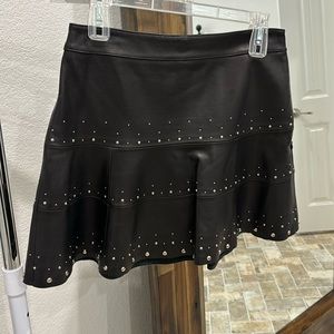 Leather Skirt with Silver Rivets